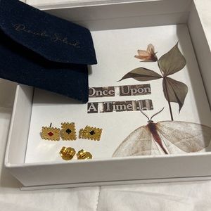 Famous Designer Gold Card Earrings and Charm Gold Set. Daniela Salcedo